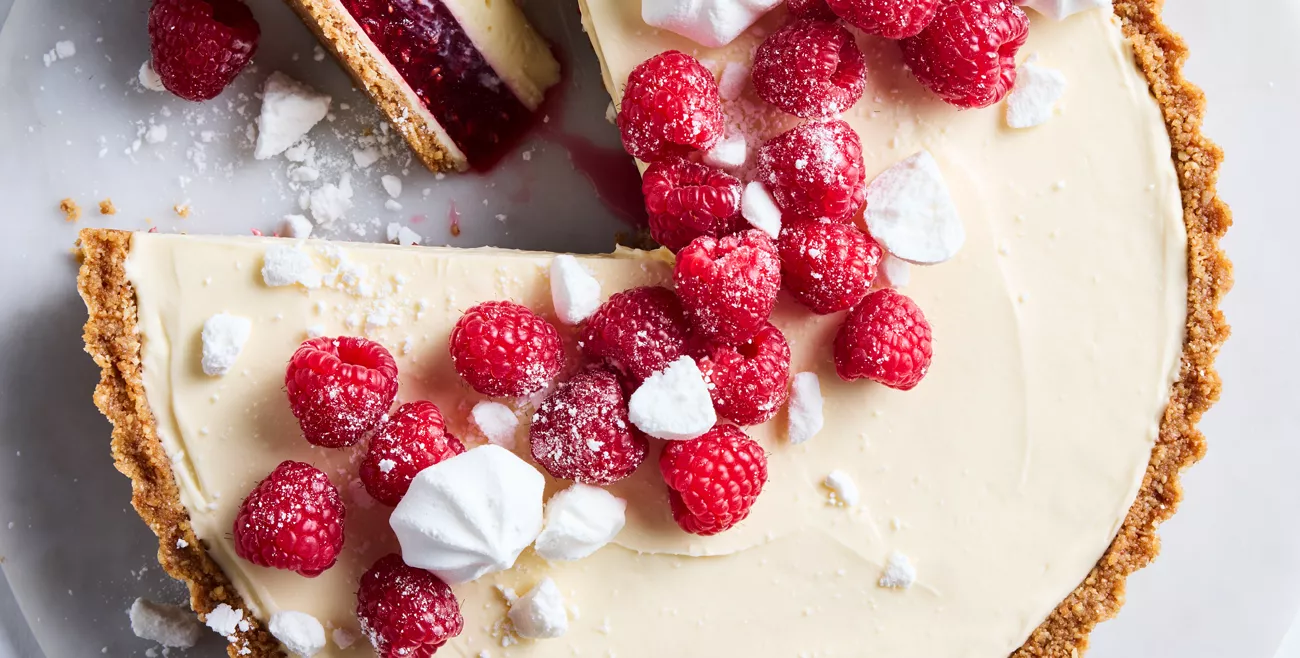 A photo of White Christmas Raspberry Tart